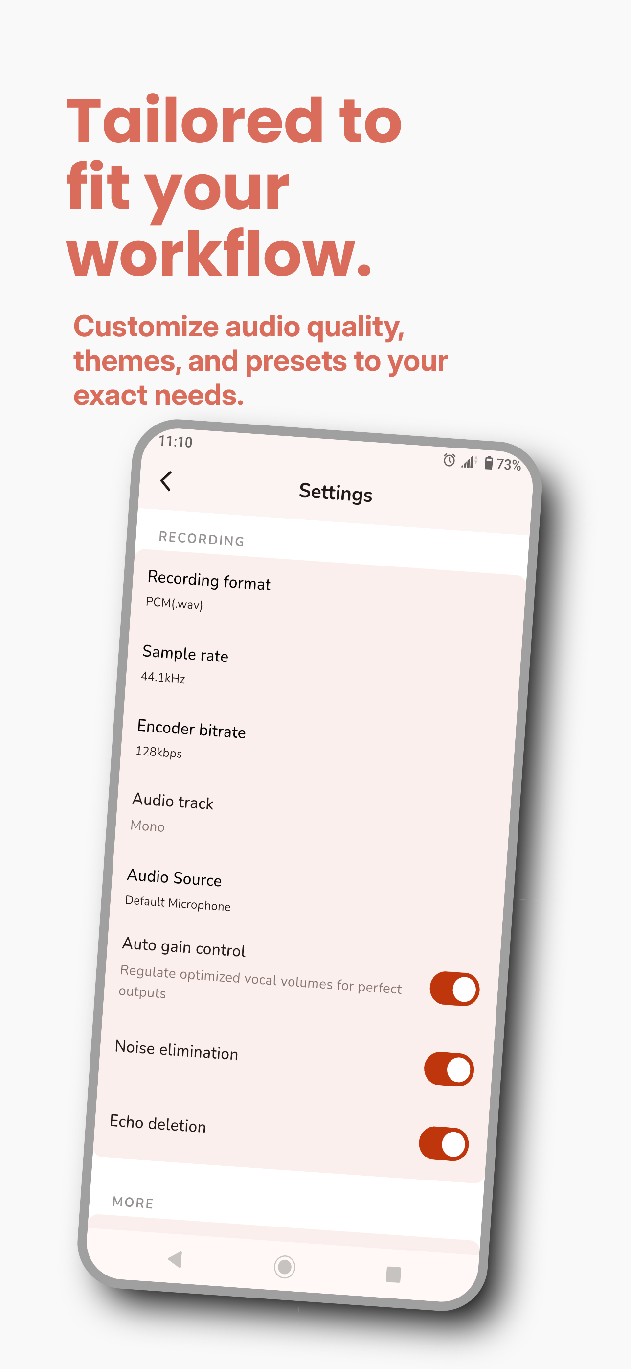 Wavly App Screenshot 6 - Recording Preferences & Audio Settings